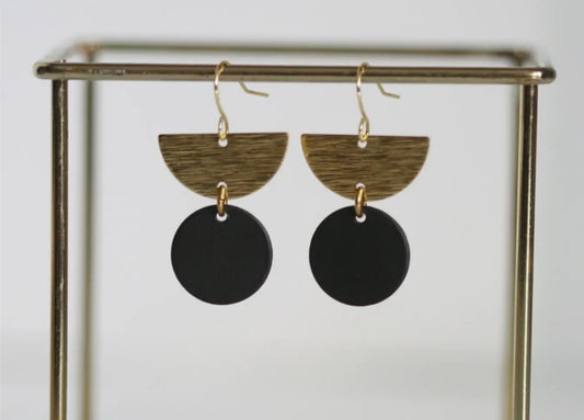 KAIKO - CIRCLE & HALF MOON BRASS EARRINGS