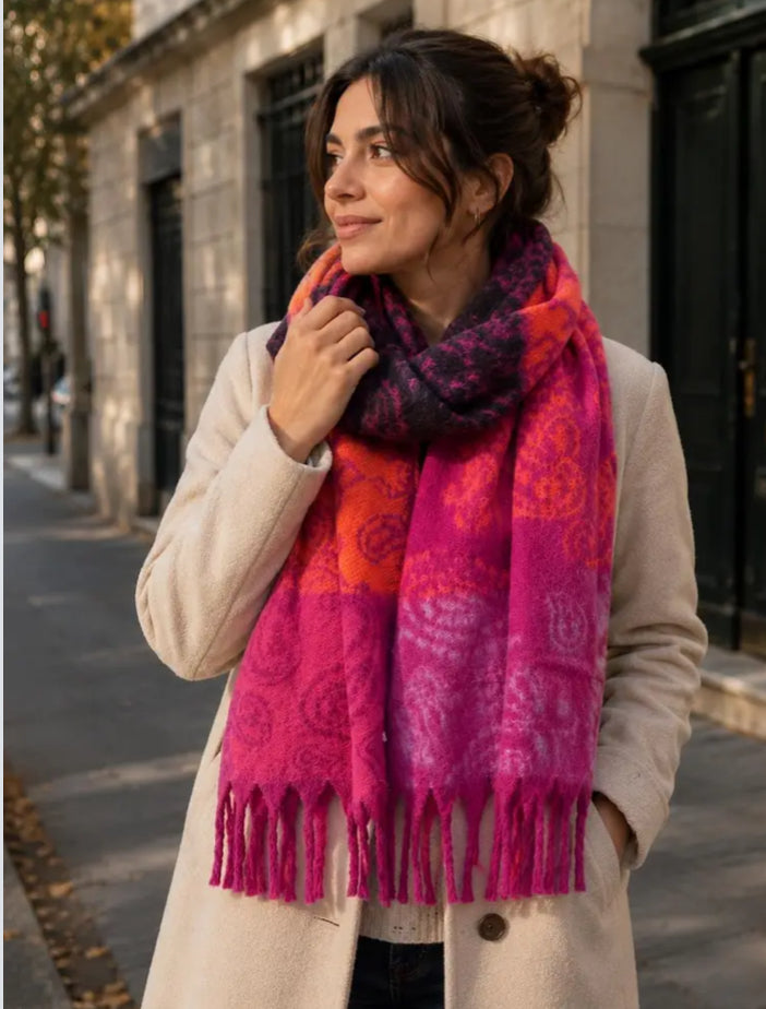 FRINGED DOUBLE SIDED SCARF