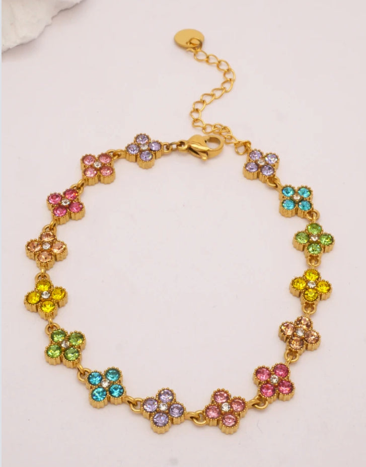 FLOWER CRYSTAL BRACELET- MULTI