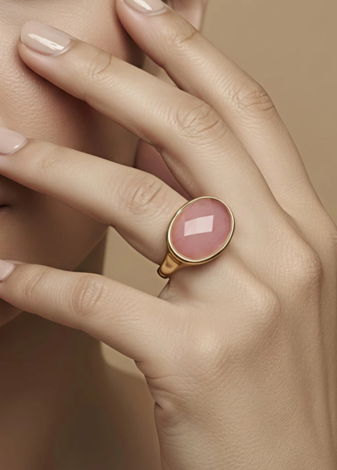 ADJUSTABLE STONE RING - PINK
