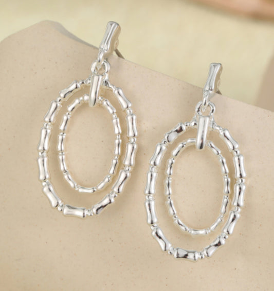 HAMMERED STUD DROP EARRINGS