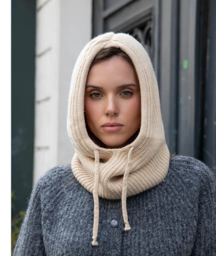 KNIT HOOD ‘N SNOOD - BEIGE