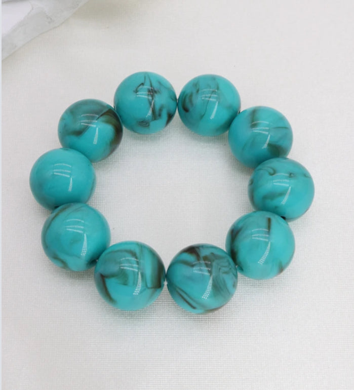 ACYRLIC BEADED BRACELET - TURQUOISE