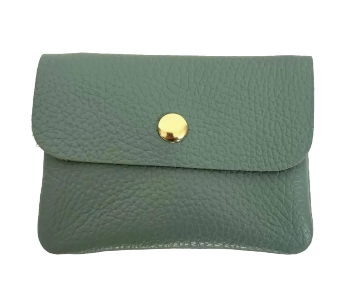 LEATHER CARD WALLET - AQUA