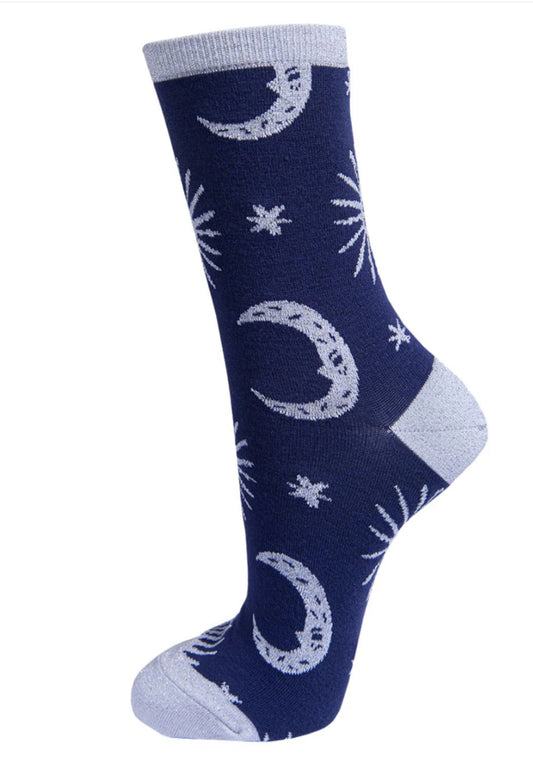 MOON & STAR BAMBOO SOCKS - NAVY