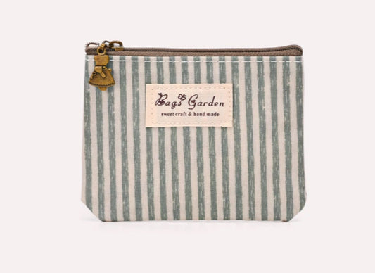 STRIPE CARD ZIP WALLET - GREEN