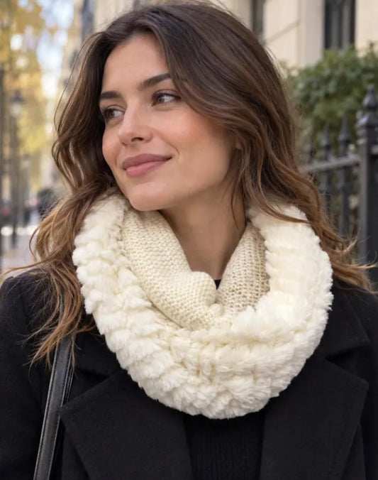FUR & KNIT SNOOD - CREAM
