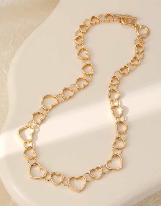 T-BAR HEART NECKLACE - GOLD