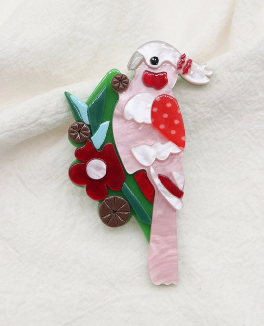 RESIN PARROT PIN BROOCH
