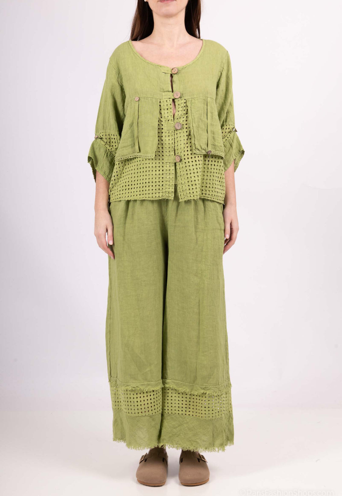 LINEN MESH DETAIL JACKET - 10-16 - LIME