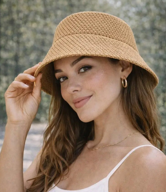 WOVEN BUCKET HAT- BISCUIT
