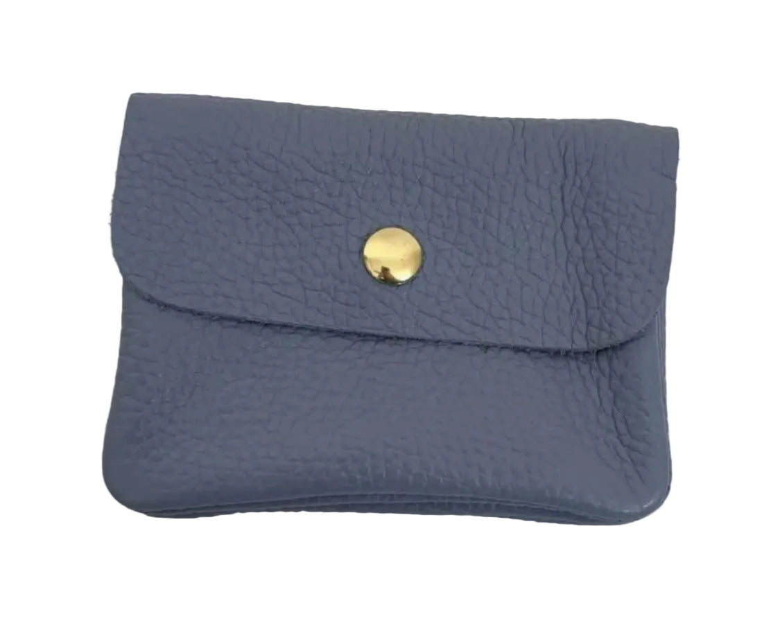 LEATHER CARD WALLET - DENIM BLUE