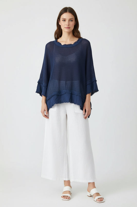 COTTON MESH TOP - 10-16 - NAVY