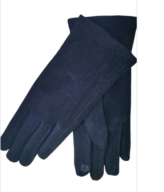 KNIT STRETCH GLOVES - NAVY