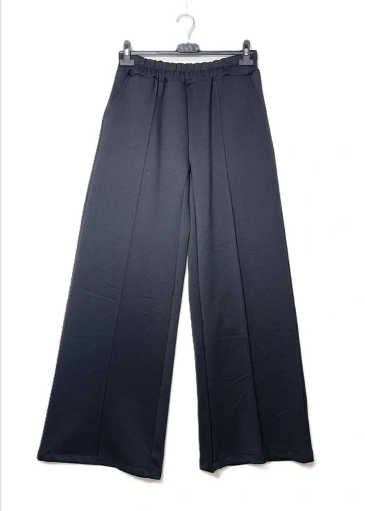 SEAM WIDE LEG JOGGERS - 10-16 - BLACK