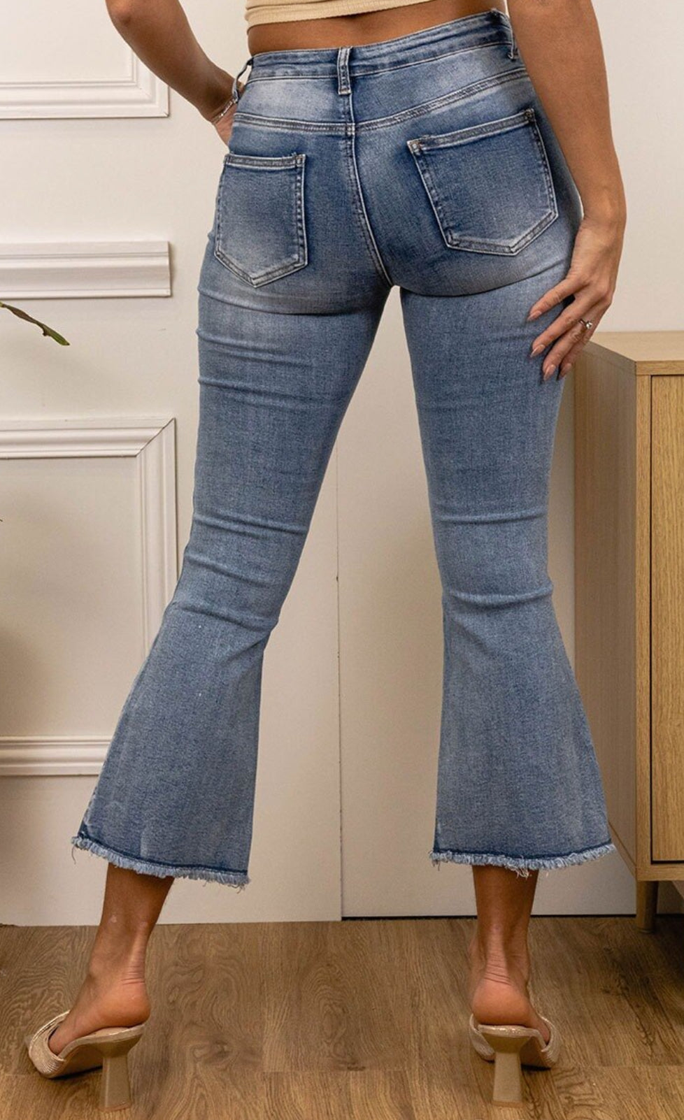 KICK FLARE FRAYED HEM DENIMS - SIZES 8-16