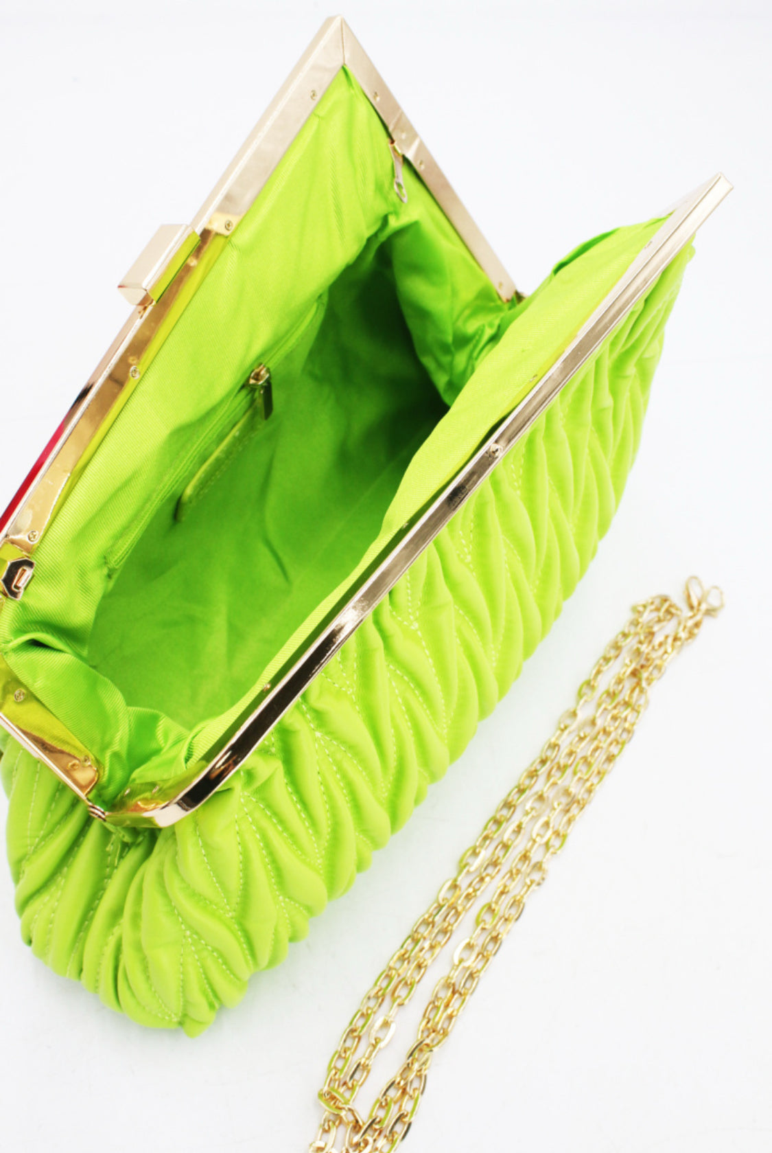 PLEAT ASYMMETRIC OCCASION BAG - LIME