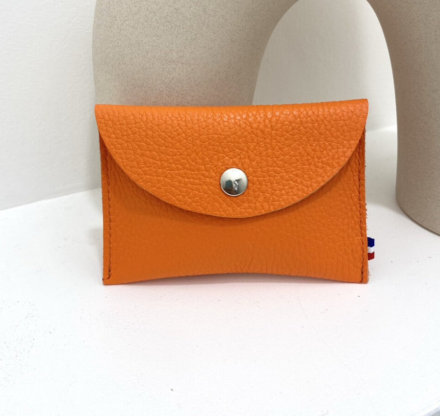 LEATHER CARD WALLET - ORANGE
