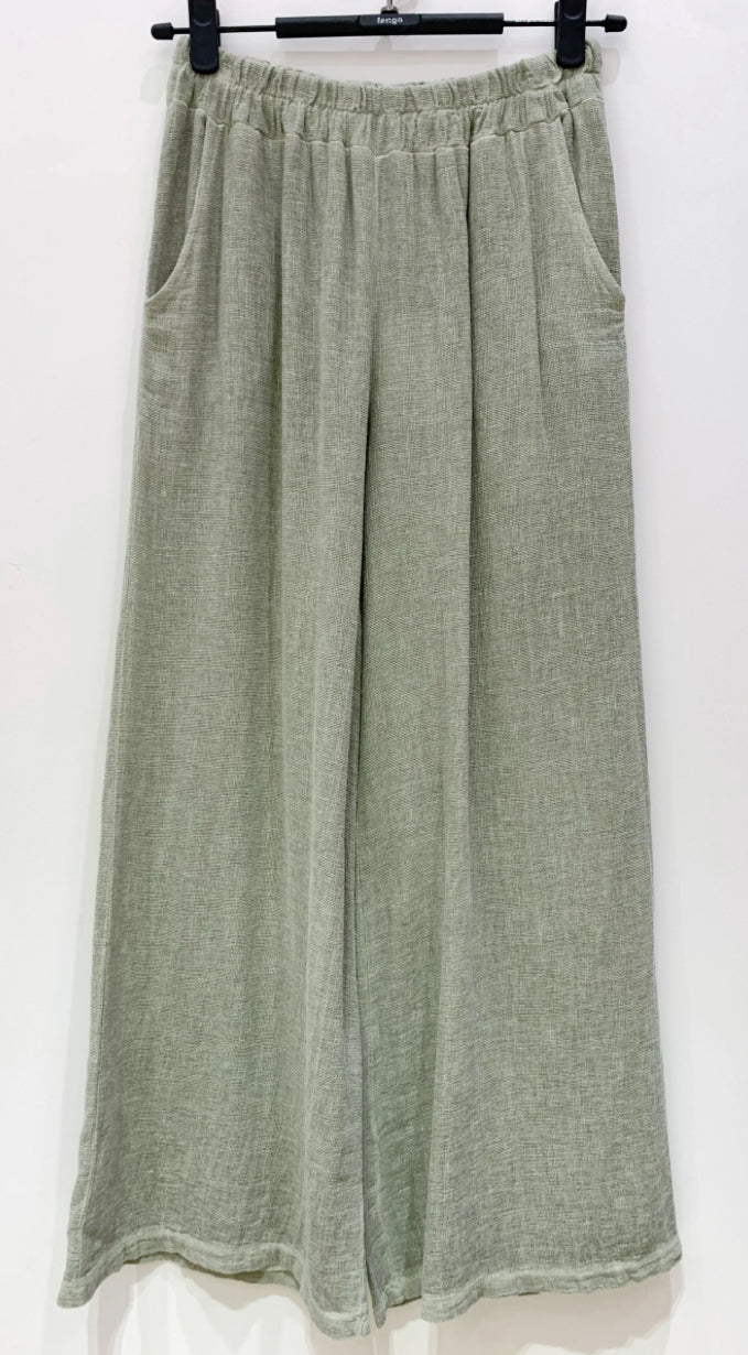 LINEN COTTON PALAZZO - 10-16