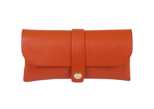 LEATHER GLASSES CASE - ORANGE