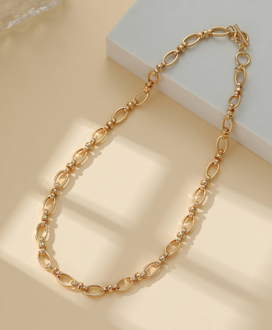 T-BAR BALL LINKS NECKLACE - GOLD
