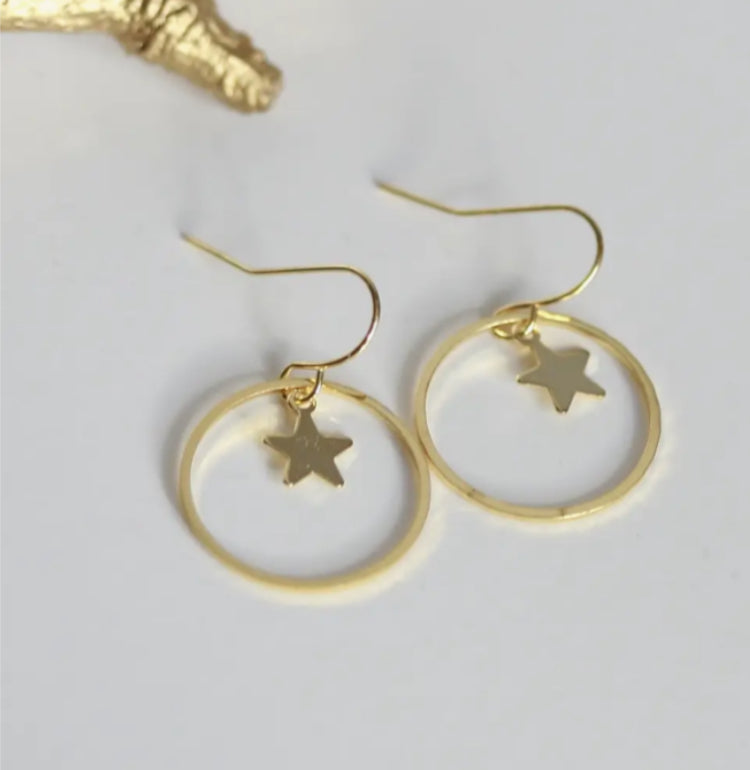 KAIKO - STAR CIRCLE BRASS EARRINGS