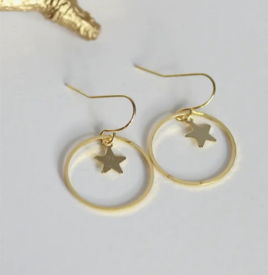 KAIKO - STAR CIRCLE BRASS EARRINGS