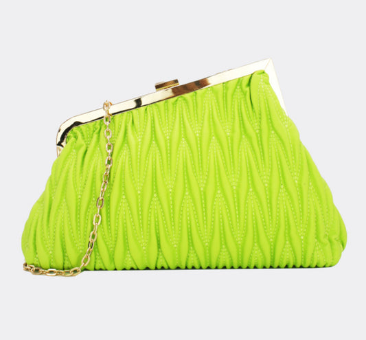 PLEAT ASYMMETRIC OCCASION BAG - LIME