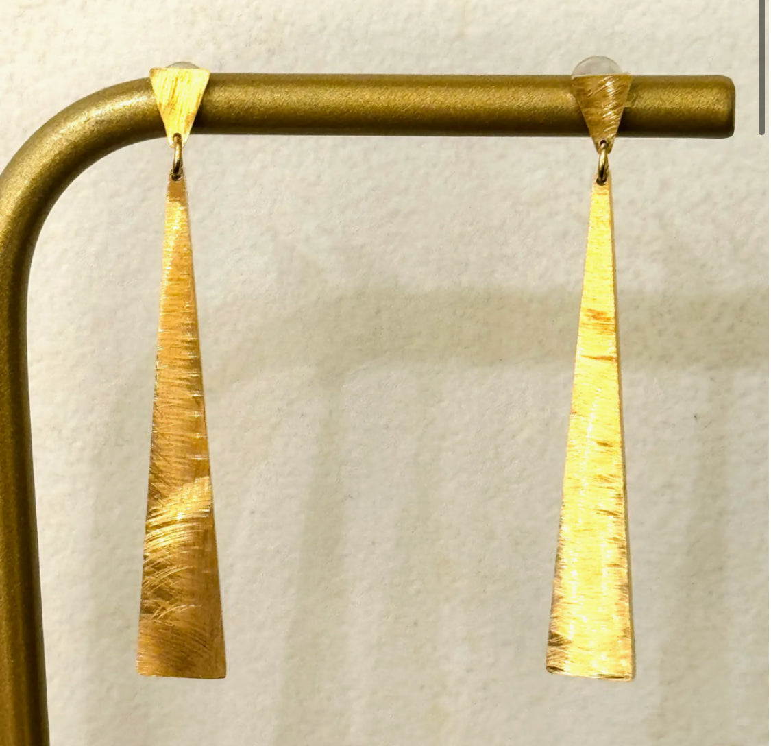 STAINLESS STEEL BRUSHED DROP EARRINGS