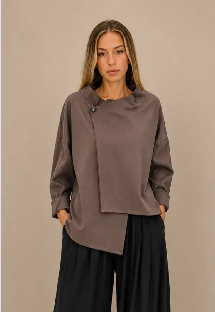 SIDE TIE JACKET - 10-14 - CHOCOLATE