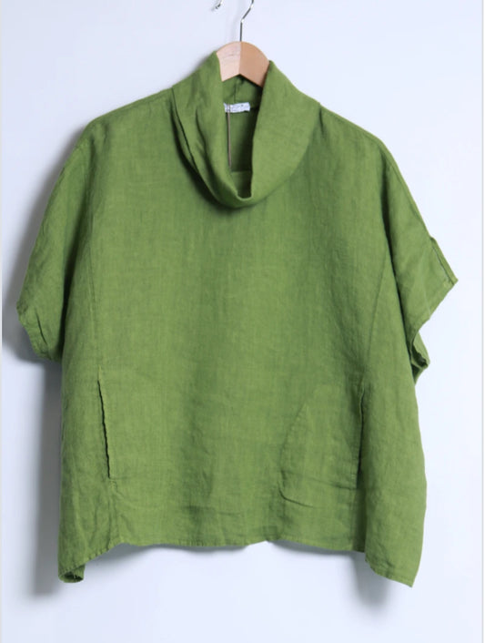 ROLL NECK LINEN TOP - 10-16