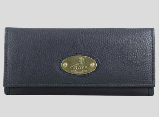 LEATHER LOGO WALLET - NAVY