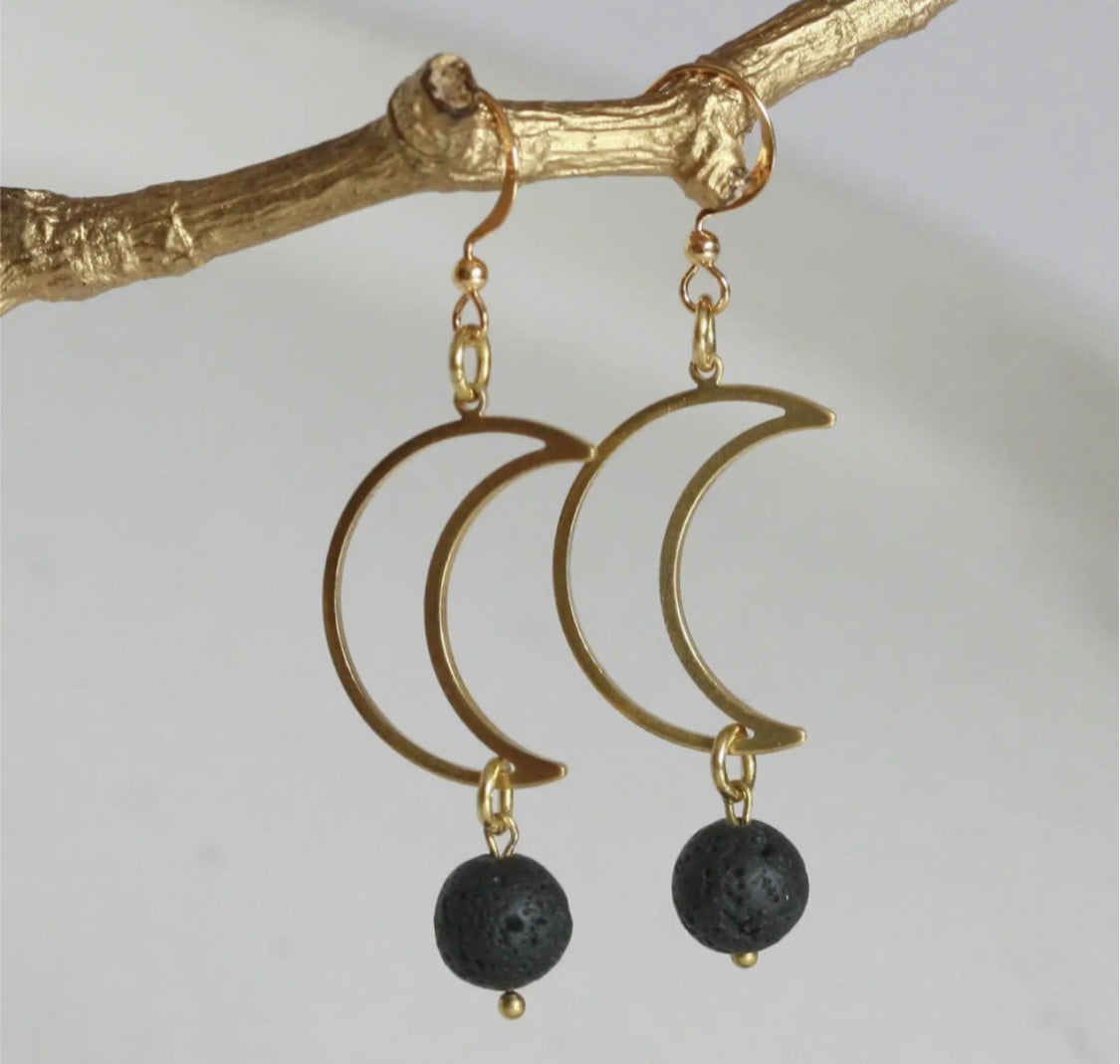 KAIKO - LAVA ROCK MOON EARRINGS