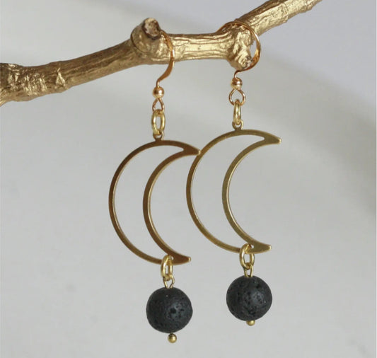 KAIKO - LAVA ROCK MOON EARRINGS