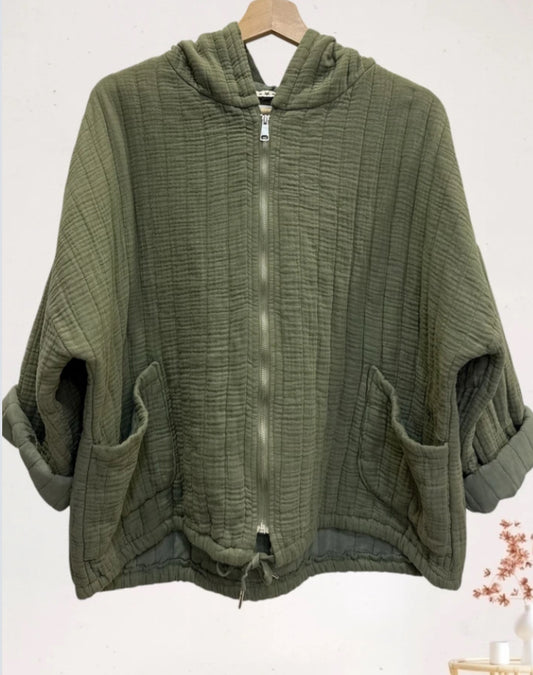 PADDED ZIP HOODED JKT - 10-16 - KHAKI