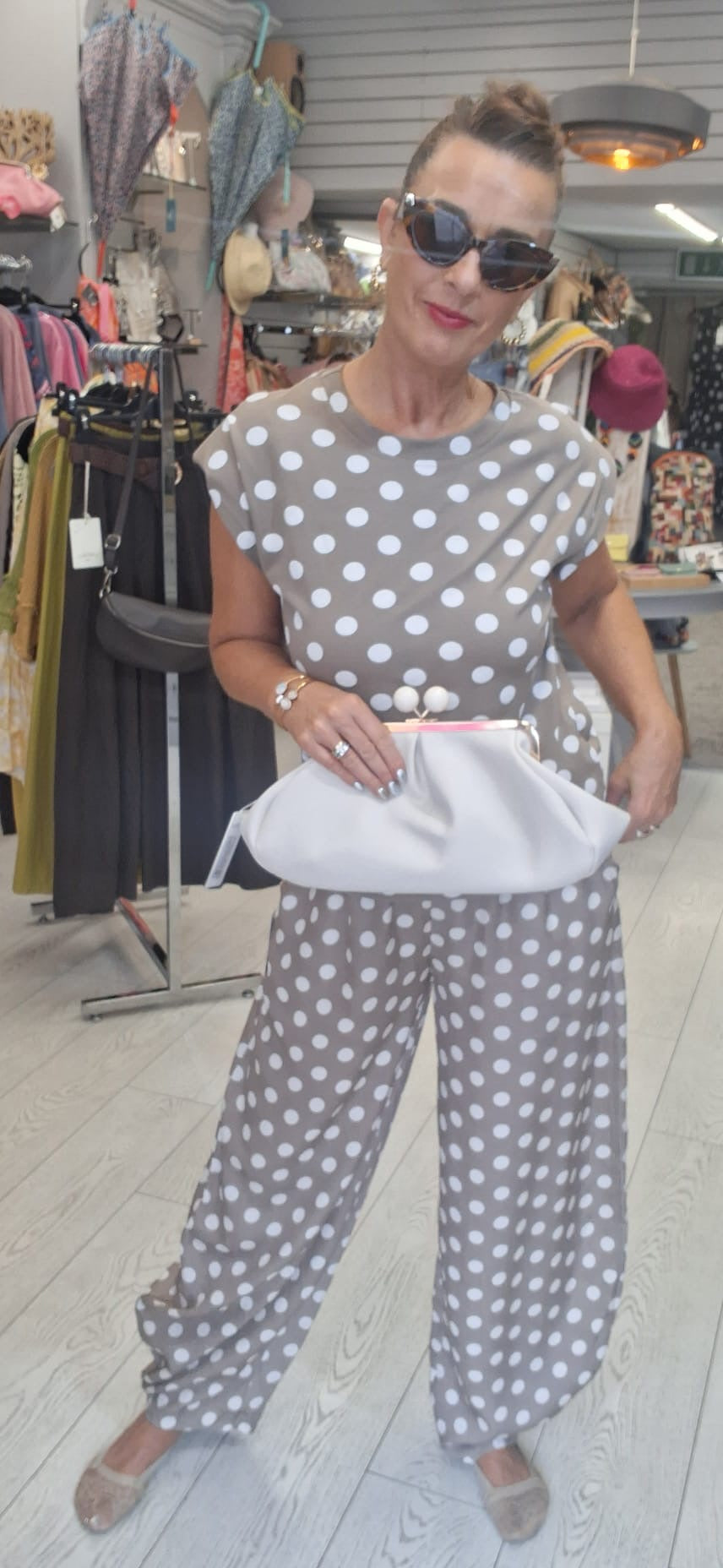 POLKA BARREL LEG PANTS - 10-16 - WHITE