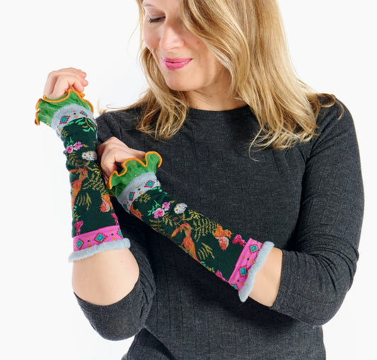 COTTON BLEND KNIT MITTENS - MADE IN ITALY