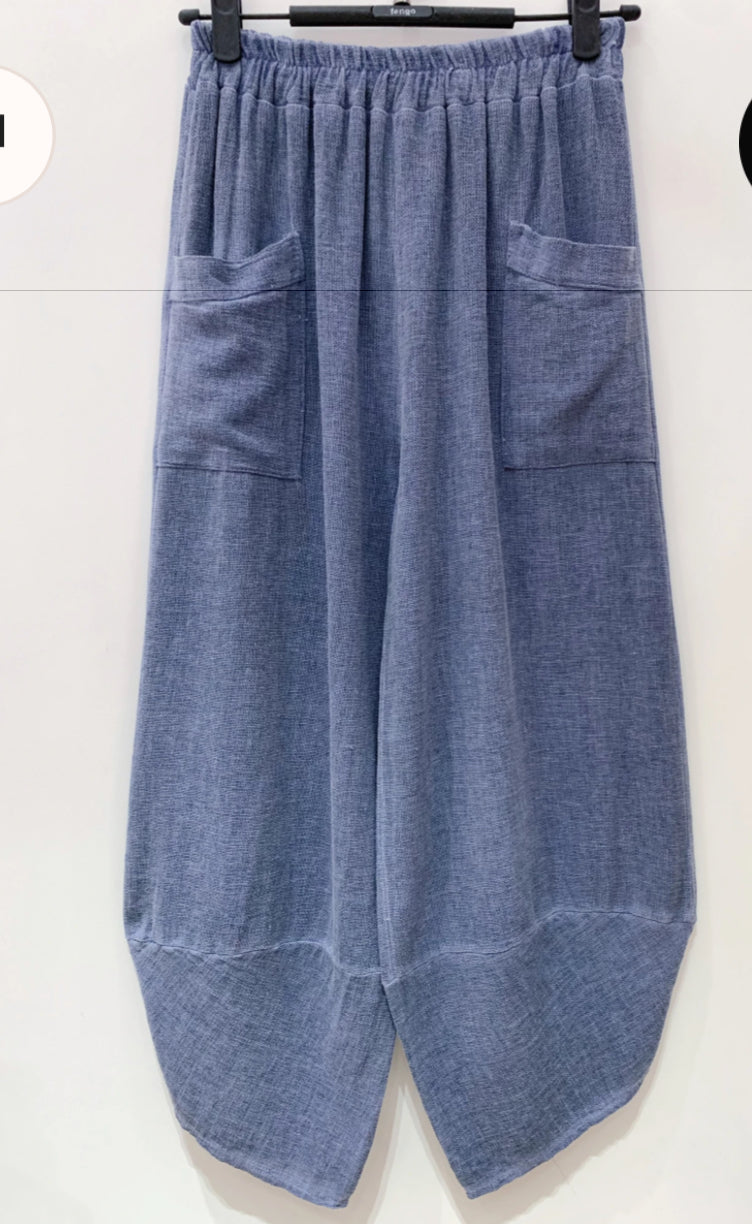 TULIP HEM LINEN COTTON PANTS - 10-16