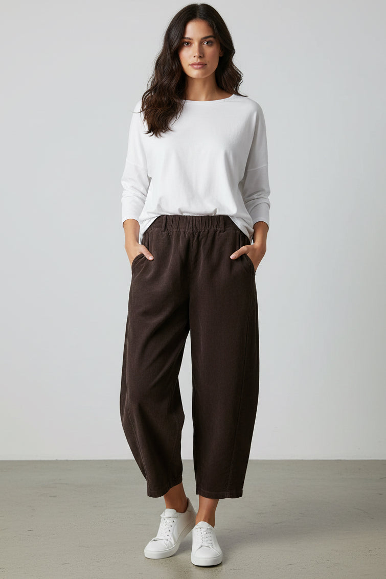 VELOUR BALLOON LEG PANTS - 10-16 - CHOCOLATE