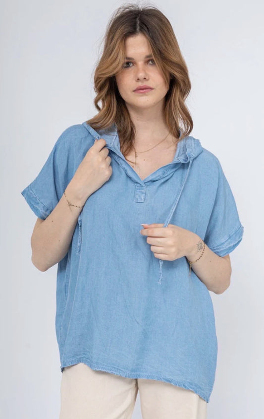 TENCEL HOODED TOP - 10-16