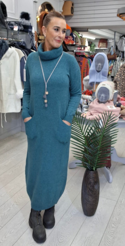 POLO KNIT DRESS - 12-16/18 - TEAL