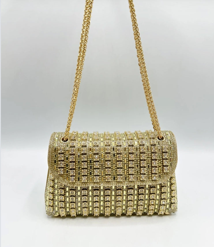 RHINESTONE OCCASION BAG - GOLD