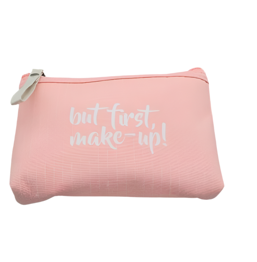‘BUT FIRST MAKE UP’ POUCH - PINK