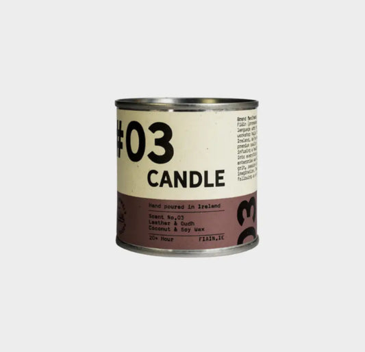 ‘FIAIN’ IRISH MADE MINI TIN CANDLE - LEATHER & OUDH