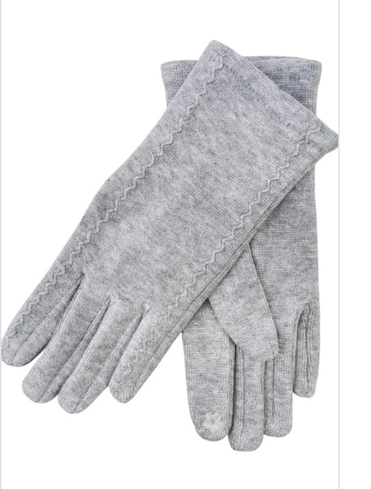 KNIT STRETCH GLOVES - GREY