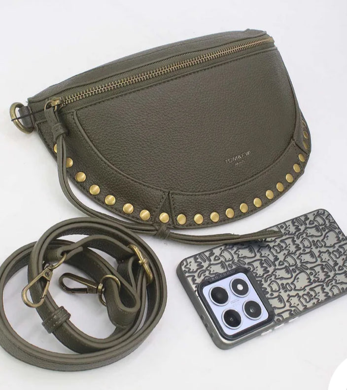 STUDDED CROSSBODY - KHAKI