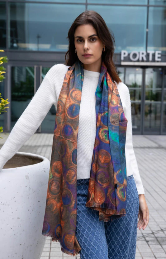 CIRCLE PRINT LIGHT SCARF