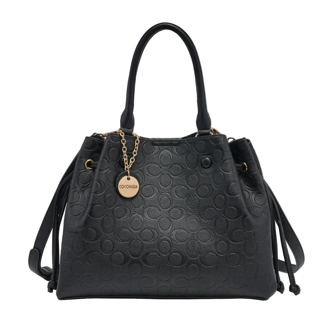 EMBOSSED TOTE - BLACK