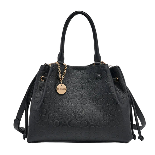 EMBOSSED TOTE - BLACK