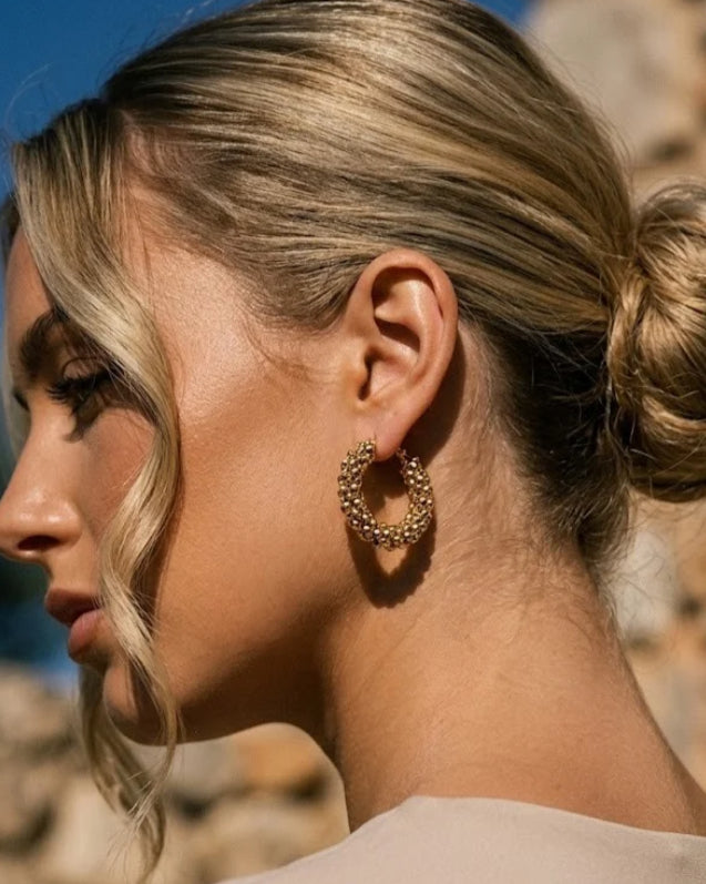 FACET HOOP STAINLESS STEEL EARRINGS